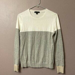 𝅺ANN Taylor Women’s Ivory Gray Color Block Long Sleeve Sweater